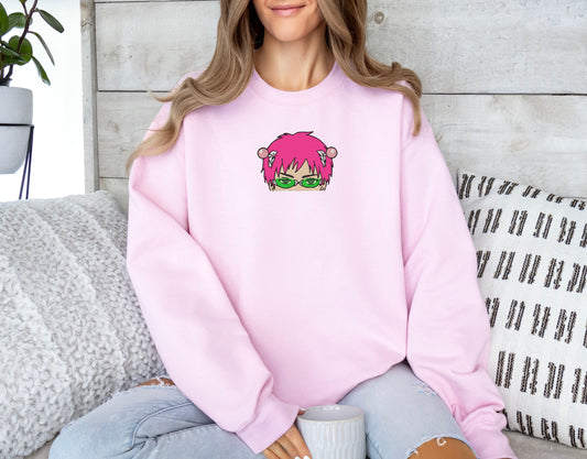 Pink Hair Physic Embroidered Sweater/Hoodie